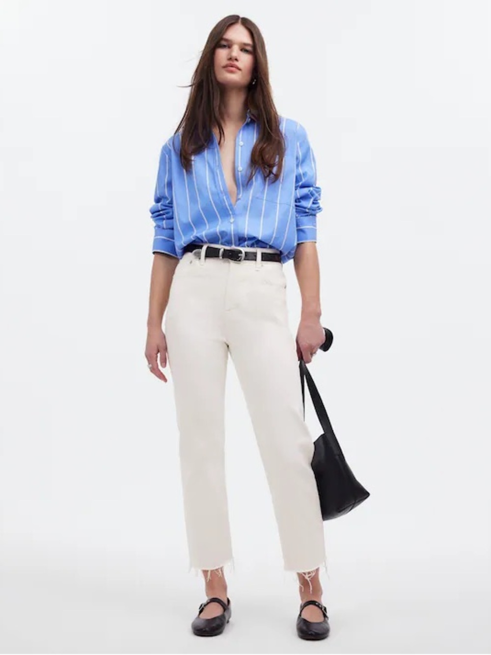 Madewell The '90s Straight Crop Jean In Tile White Size 31